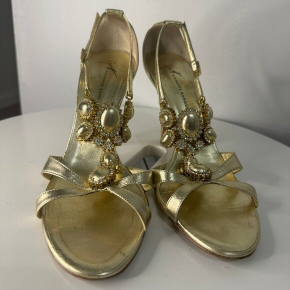 Giuseppe Zanotti Gold Strappy Pumps  Multi-Crystal  Size EU 40 (US 10) - Picture 7 of 9